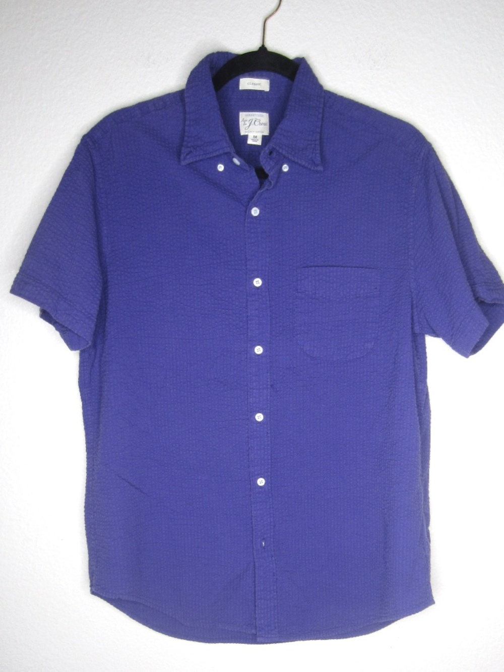 J.Crew Classic Fit Seersucker Shirt in Purple -Size Medium